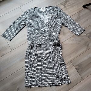 H&M Black and White Patterned Long Sleeve Dress